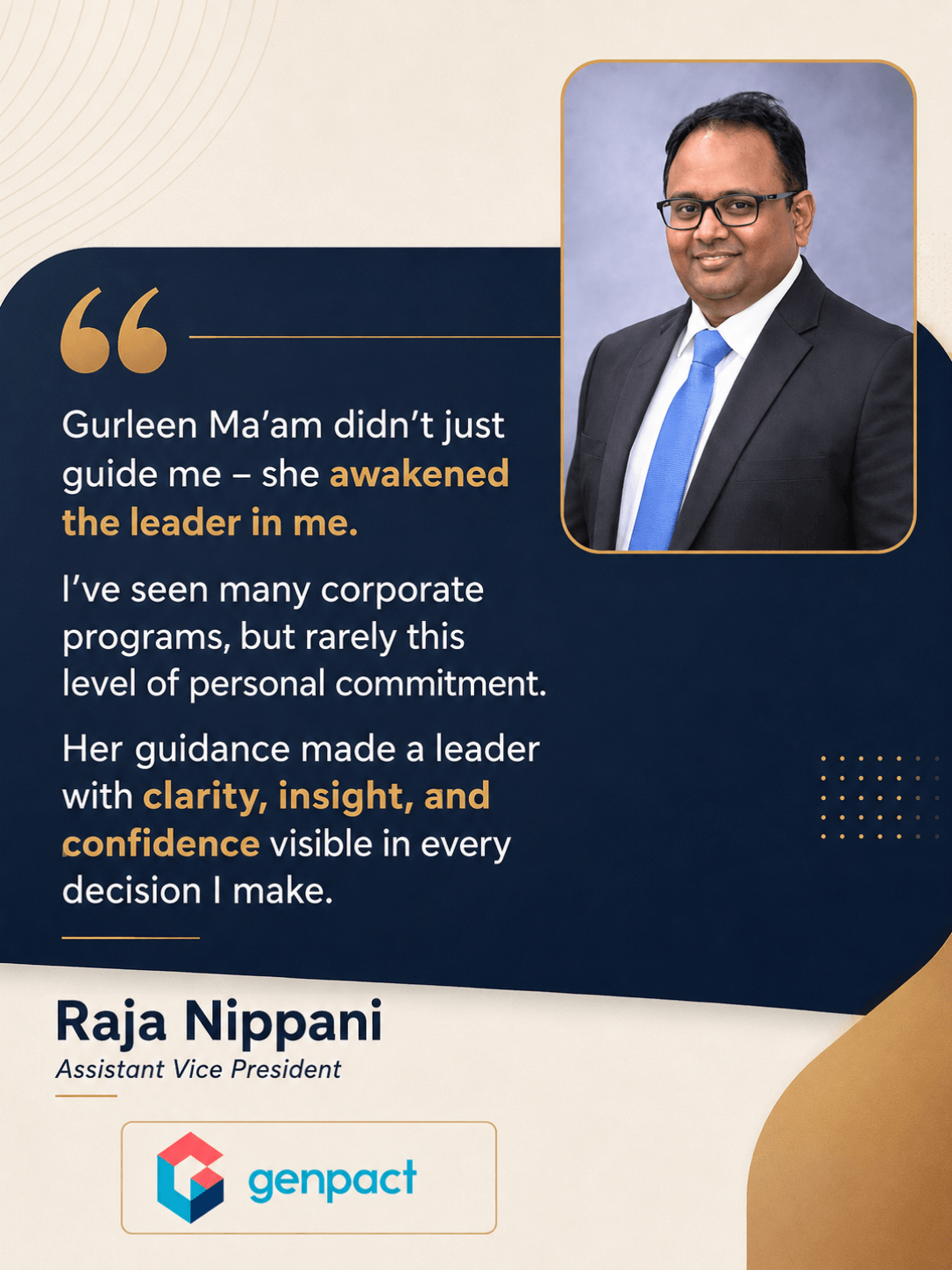 Written testimonial 4 describing leadership transformation through Zenith