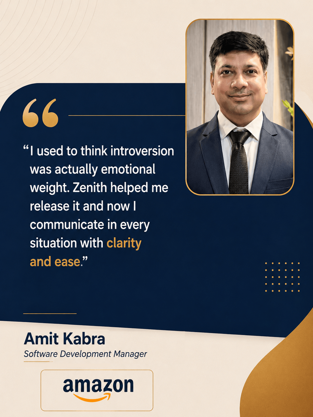 Written testimonial 8 describing leadership transformation through Zenith