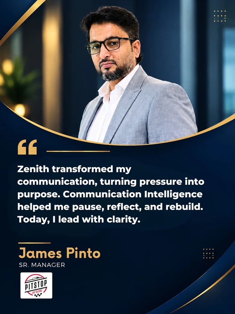 Zenith alumni story from James Pinto, Sr. Manager, Pitstop Autocare